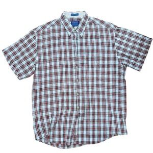 Pendleton linen Mens Short Sleeve Plaid Button-Up Shirt M outdoor cabincore GORP